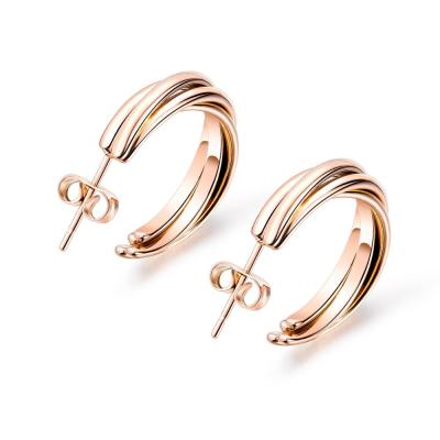 China 2019 Trendy Stainless Steel Rose Gold Hoop Earrings For Women for sale