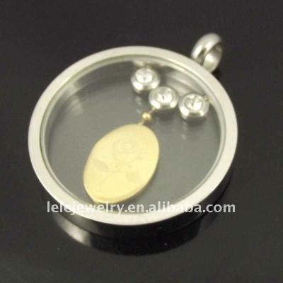 China Hot Sale Stainless Steel Hollow Glass Pendants With Charms Inside for sale