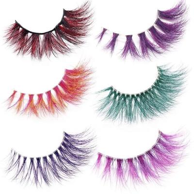 China Long Lasting Beauty Lashes Color Real 3d Mink Lashes Custom Branded Lashes Packaging Box Natural Fluffy Tapered Strip Wink Eyelashes for sale