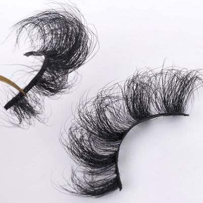 China 25.27mm Real Mink Lashes Tapered Fluffy Soft Individual Natural Black Reusable Strip Whips 100% With Custom Logo Packaging for sale