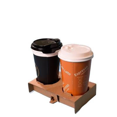 China Disposable Custom Printed Milk Tea Coffee Disposable Takeout Paper Cup Holder for sale