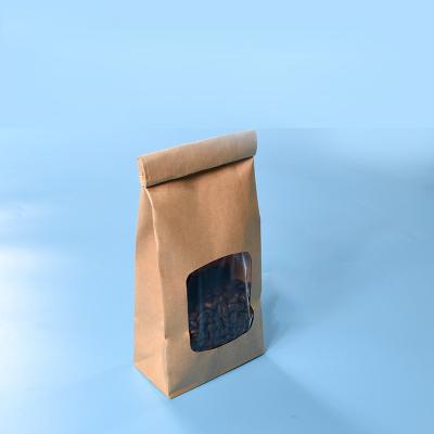 China Recyclable Kraft Paper Coffee Bag Food Chocolate Candy Packaging Bag With Window Gift Bag for sale