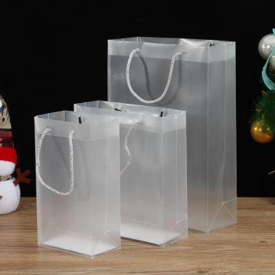 China Wholesale custom logo factory pp folding packaging bag clothing shopping bag plastic frosted transparent bag for sale