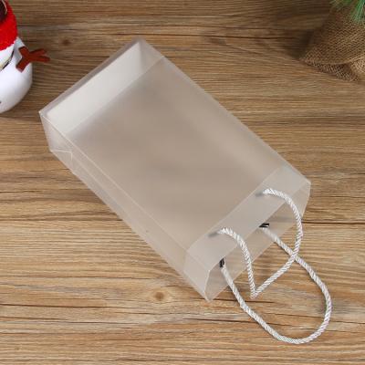 China Wholesale Custom Logo Plastic Folding Tote Bag PVC Frosted Gift Transparent Shopping Bag for sale