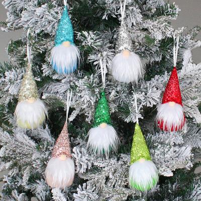 China 2021 Faceless Plastic+cloth+wood Christmas Tree Decorations Doll Faceless Dwarf Dangle Small Sequins Dangle for sale