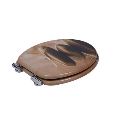 China European And American Hot Selling Beautiful Brown Printing Process Slow-end Toilet Seats Accessories Electroplate Toilet Cover for sale