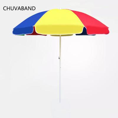 China Chinese CHUVABAND 2.4M Cheap Customized Outdoor Double Layer Beach Umbrellas Parasol With 8 Fiberglass Ribs for sale