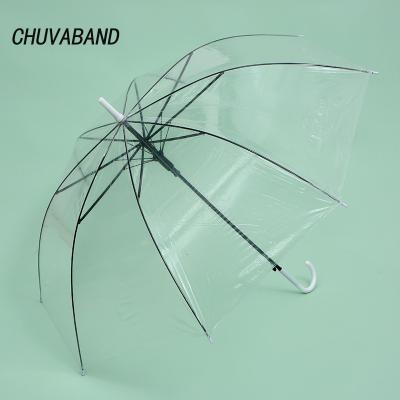 China CHUVABAND Long-handle Casual Transparent Rain Umbrella Light Up Ultra Semi-automatic Female Parasol Rain Umbrella Female Umbrellas QY210016 for sale