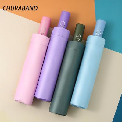 China Morden Luxury Wholesale China CHUVABAND Promotional Windproof Folding Umbrella 3 Folds Sun Logo Prints Rain Folding Clear Custom Umbrella for sale