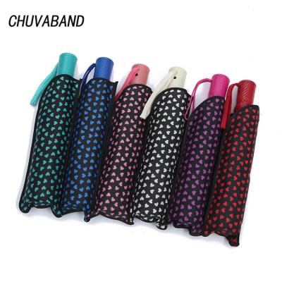 China CHUVABAND Fashion Morden Lovely Heart Pattern Luxury Folding Umbrella Rain Kid Girl UV Umbrella For Women Heart Windproof Umbrella QY210014 for sale