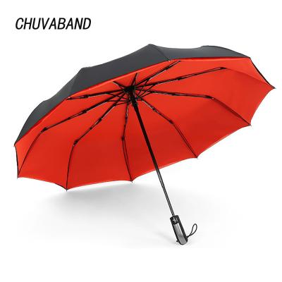 China Morden Women's Luxury 3 Fold Automatic Rain Umbrella Double Layer Strong Windproof Male 10K CHUVABAND Men's Business Umbrella YS028 for sale