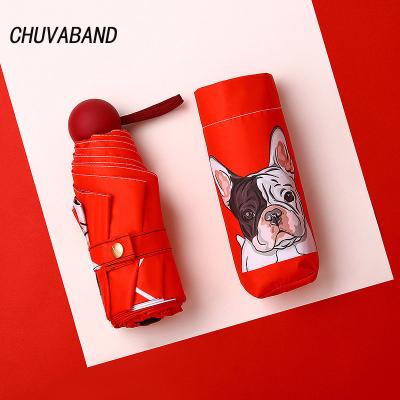 China Luxury Morden CHUVABAND Cartoon Dog 5-Folding Umbrella For Women Mini Pocket Umbrellas Small Anti-UV Rainy Animal Parasol YS200005 for sale