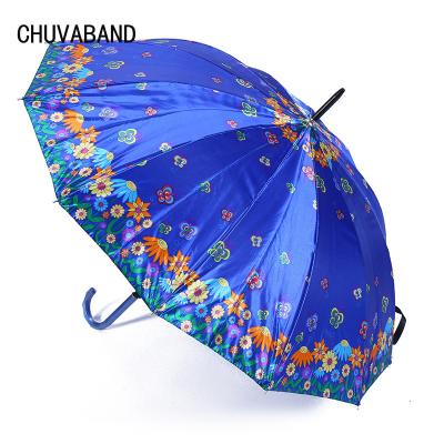 China CHUVABAND Luxury 12K Flowers Golf Umbrella Waterproof Windproof Large Handle Auto Curved Umbrellas QY210004 for sale