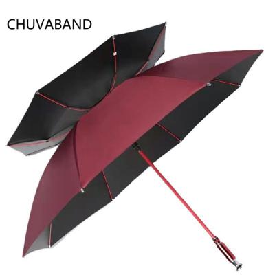 China Morden CHUVABAND 27 Inch 8 Inch Bone Dual Layer Golf Luxury Windproof Automatic Open Straight Umbrella With Logo Customized for sale