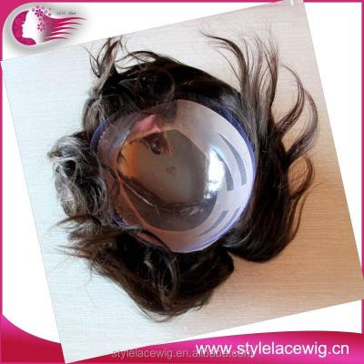 China Human Hair 100% Customized Full Handtie Lace Up Mono Stock Hairpieces for sale