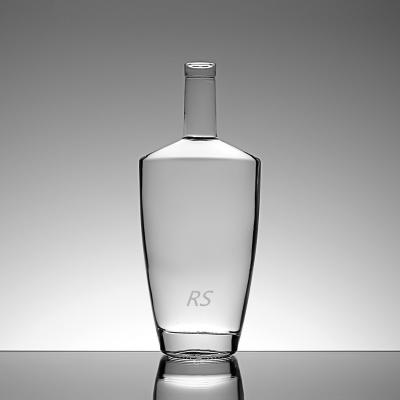 China Beverage Wholesale 70cl Rum Gin Custom Cylinder Shape Cap Clear Vodka Flint Empty Cork 750ml Liquor Glass Bottles for sale