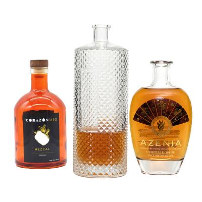 China Wholesale Custom Boston BEVERAGE Whiskey Gin Whiskey Vodka Whiskey Rum Gin Tequila Bottle Honey Water Sauce Glass Bottle Factory Beverage Whiskey Gin Spirits Liquor Bottle With Cap cork for sale