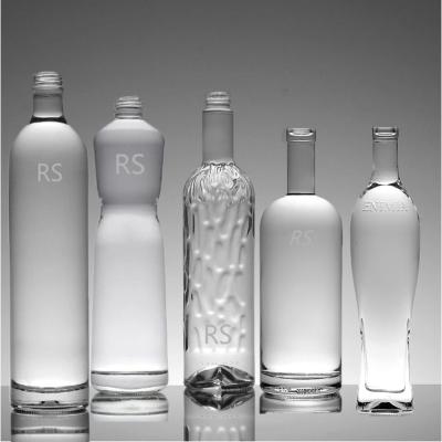 China Manufacturer 500ml 750ml 700ml Tall Round Beverage Frost Vodka Wine Empty Glass Bottle For Water Beverage for sale