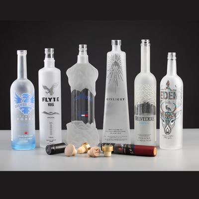 China Custom Design 750ml Beverage Logo Wine Bottle Glass Empty Vodka Bottle Premium Liquor Bottle For Sale for sale