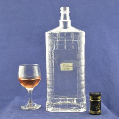 China Wholesale 1000ml square clear glass olive oil bottle of frying oil with cork cheap price for sale