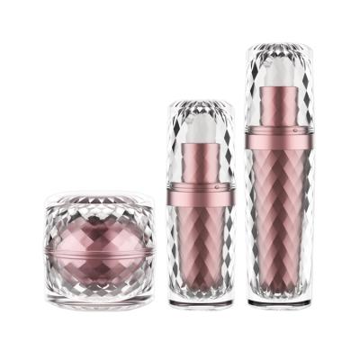 China 15ml Lotion Pump Bottle 30g Luxury Clear Acrylic Cosmetic Cream Jar for sale