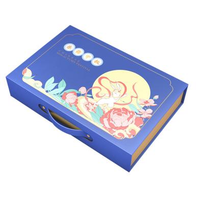 China Handmade Logo Printing Custom Paper Gift Packaging Hard Cardboard Box With Handle for sale