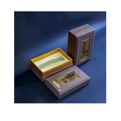 China Handmade Custom Printing Gold Card Paper Medicine Top Base Packing Box With Foam Inner Tray for sale