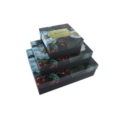 China Handmade Modern Black Top Low Box Scarf Gift Box Cosmetic Packaging Custom Made for sale