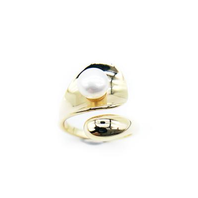 China Fashion Wholesale Fashion Jewelry 14k Gold Pearl Rings For Women for sale