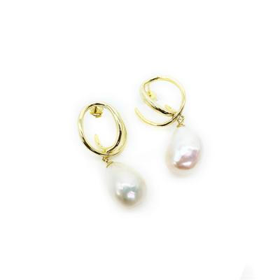 China Office / Career China Wholesale Personalized Charm 14k Gold Silver Pearl Circle Earrings for sale