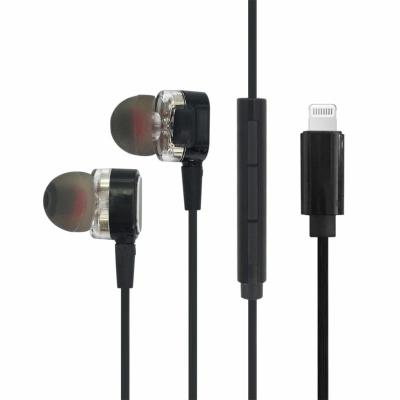 China In-Ear MFi Certified High Quality In-Ear Dynamic Digital Dual Wired Headphones For iPhone 13 Lightning Earphone for sale