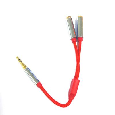 China Car Earphone Splitter Nylon Braided 3.5mm Y Extension Cable Audio Stereo Splitter for sale