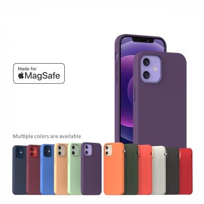 China MagSafe Shockproof Liquid Silicone Strapped Phone Case Full Body Protective Cover Case For iPhone 12/12 Pro for sale