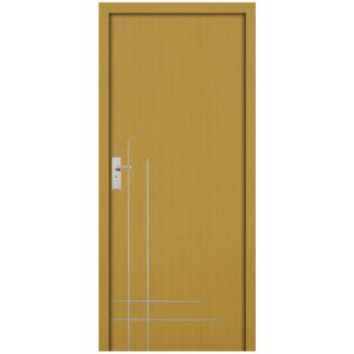 China Modern Cheap Interior Simple Bathroom Door PVC Wooden Door Finished MDF Bedroom Door Design for sale