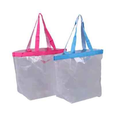 China Transparent/Clear Recyclable Laminated Bag Handled Logo Printed Polypropylene Woven Bag Custom PP Woven Bag for sale