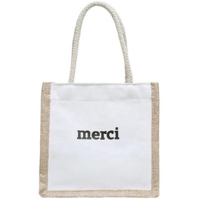 China Hot Sale Women Beach Handled Eco Friendly Grocery Bag Customized Printing Natural Jute Shopping Bag for sale