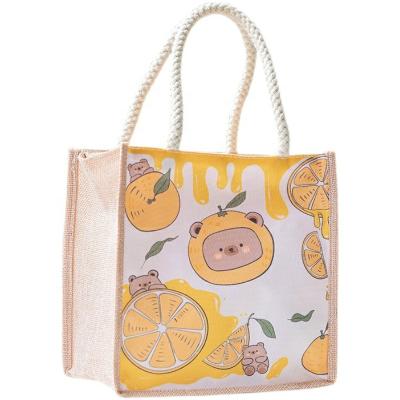 China Handled In Stock Wholesale Natural Eco Friendly Bag Customized Printing Natural Jute Shopping Bag for sale