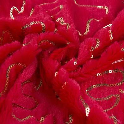 China Free Sample Reversible Gold Sequin Best Textiles Shrink-Resistant Design Red/Pink Gray Velvet Fabric Wholesale for sale