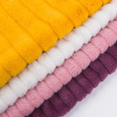 China Wholesale Striped Bunny Hair Soft Fabrics 100% Polyester Solid Color Textile Fabric Home Plain Shrink-Resistant for sale