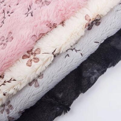 China Shrink-Resistant NO MOQ Customized Design PV Velvet Embossing 3D Flower Floral Fabric Fleece For Home Textile And Garment for sale