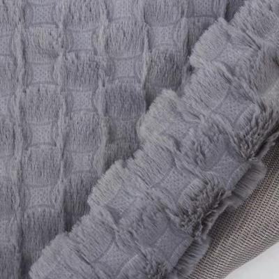 China Free Sample Stock Lot Shrink-Resistant Plush Flocking Embossed Polyester Fabric For Sofa for sale