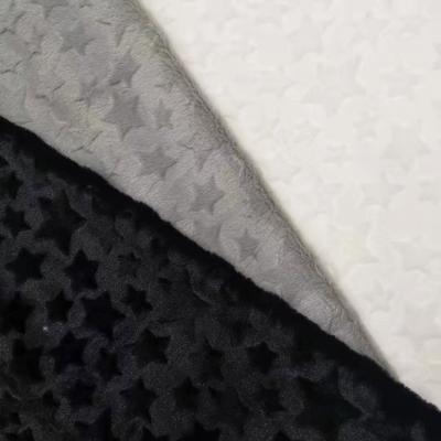 China Shrink-Resistant MOQ Not Customized Design Solid Color Soft Luxury Rabbit Fur Plush Fabric Embossed Pentagram Designs for sale