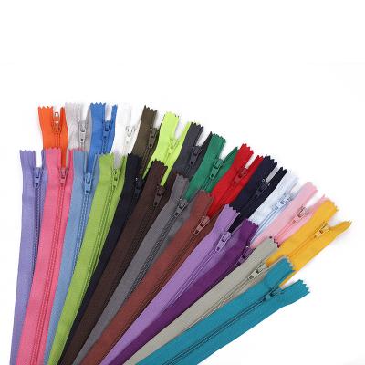 China Factory Direct Sale 3# Polyester Cloth Nylon End-End Colored Clothing Zipper Viable Zippers In Stock For Bags Pants for sale