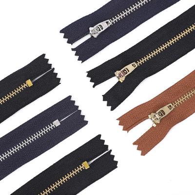 China Manufacture Wholesale 3# 5# Metal Zipper End-End High Quality End-End Custom Zipper Auto Brass Lock YG Slider For Jeans Bags Clothes for sale