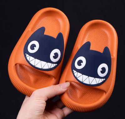 China Outdoor child soft lower soft integrated parent amazon big by shanuo eye black cat cartoon slipper cool waterproof children's slippers for sale