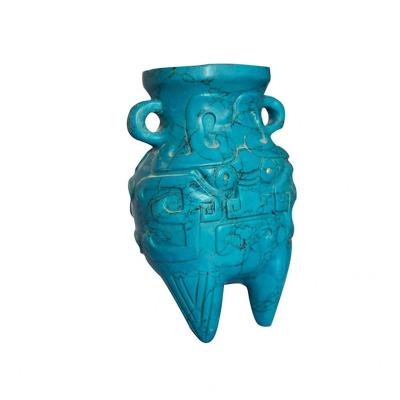 China Censer Antique Stationary Oval Mouth Feet Censer China Culture Pine Stone Synthetic Censer for sale