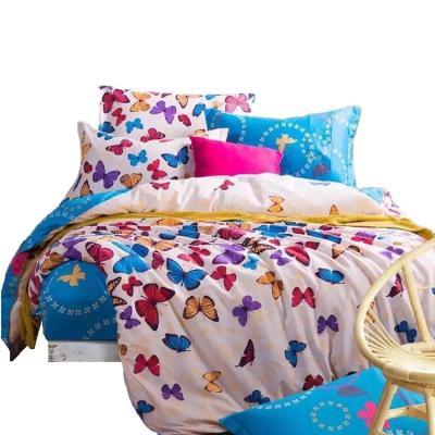 China Nondisposable Butterfly Print 100 Polyester Microfiber Bedding Set Hometextile Bed Sheet for sale