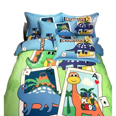 China Anti-static Kids Dinosaur Printing Bedding Set Cartoon Duvet Cover Single Duvet Cover With Pillow Case for sale