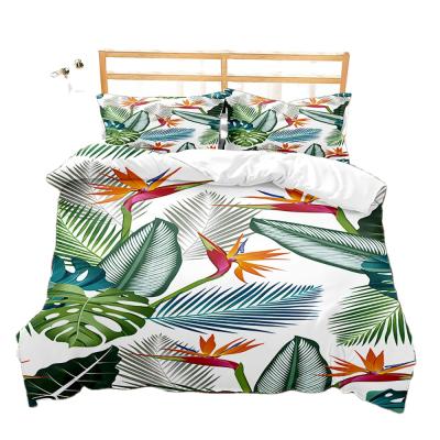 China Nondisposable Bedding Set Jacquard Tropical Plants 3D Pattern Bedding Set Bedspread for sale