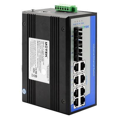 China QoS UOTEK UT-62208F-8T-2GSC-MNF managed 8 100M Electrical port+2 fiber 1000M Gigabit optical port Din-Rail industrial Ethernet switch for sale